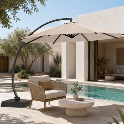 Aluminum Cantilever Patio Umbrella with Base Included