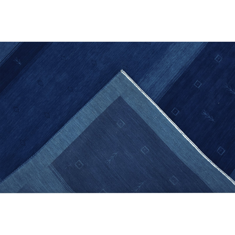 Hand Knotted Geometric Area Rug in Blue, Rectangle 10' x 14'