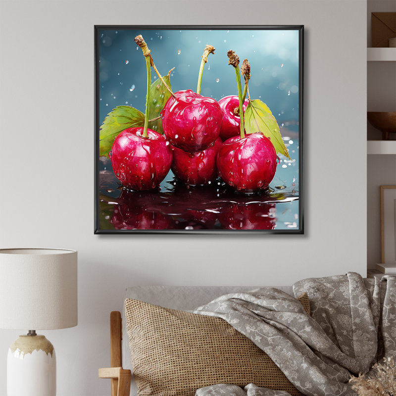 Cherry Eclipse 1 - Cherry Wall Art, Black Floater Framed, 36" H x 36" W x 1.5" D