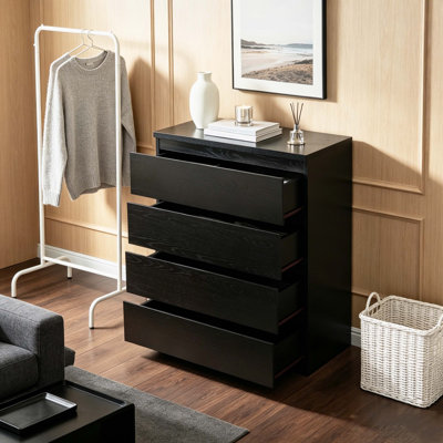 4 Drawer Handle-Free Dresser, Modern Storage Chest of Drawers for Bedroom and Living Room