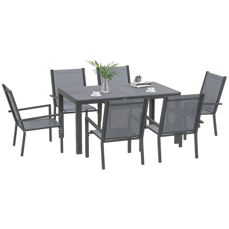 Fallston 6 - Person Patio Dining Set with Rectangular Table, Light Grey