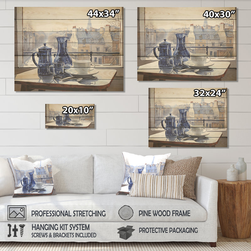 Perspectives parisiennes grises - City Paris sur impression sur bois, H 30 po x l 40 po