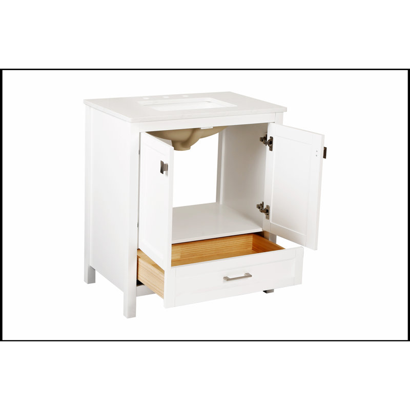 30 Inch Bathroom Vanity with Sink, Fully Assembled Cabinet and Countertop for Modern Elegance, White