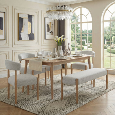 Chaise de salle à manger et banc 5 pièces rembourrés