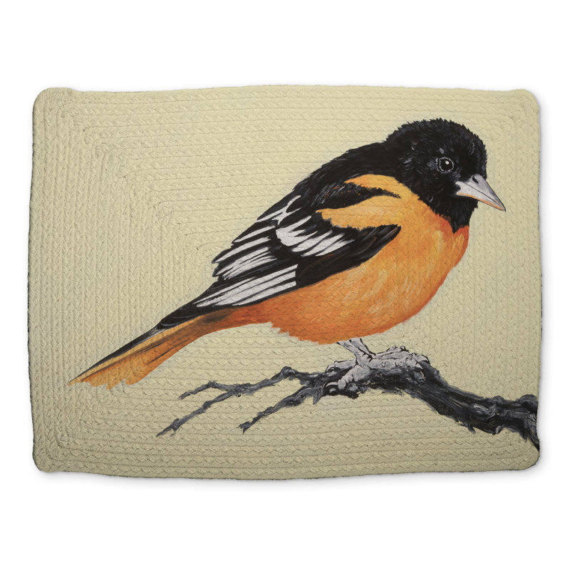 Realistic Bird Branch Placemat | Braided Polyester Home Decor