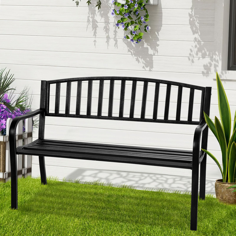 Banc d'extérieur en métal Laurina, Noir