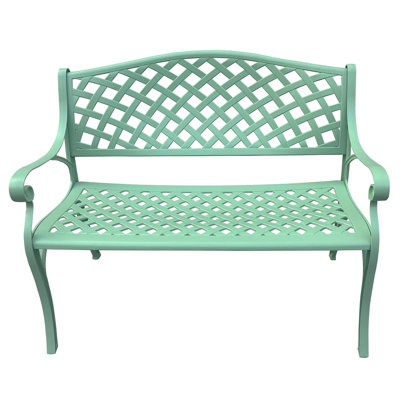 Ismenia Checkered 2-Person Cast Aluminum Garden Bench