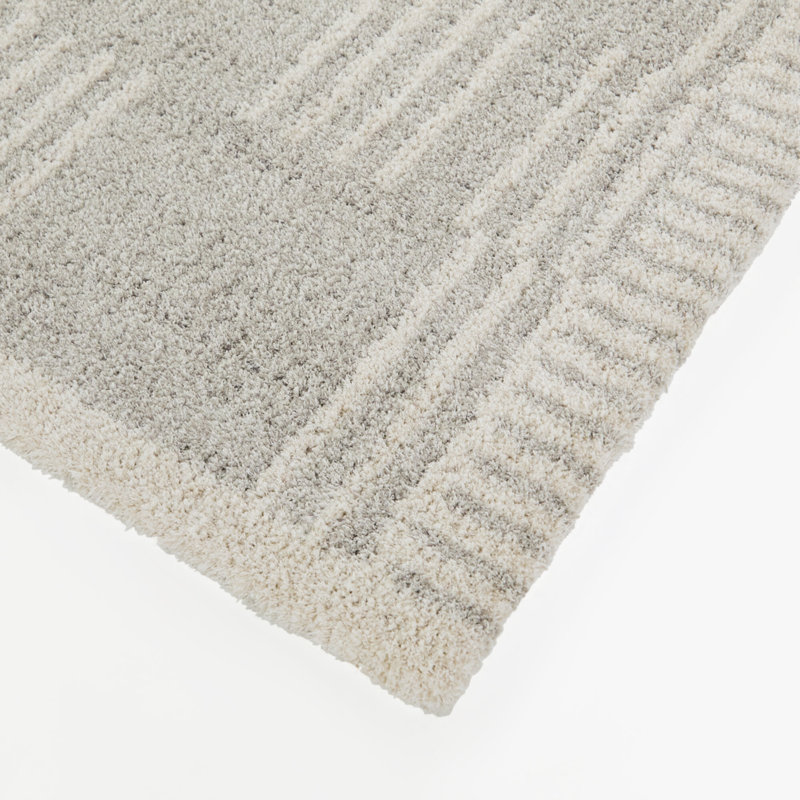 Wyoming Grey Distressed Modern Stripe Area Rug, Rectangle 5'3" x 7'