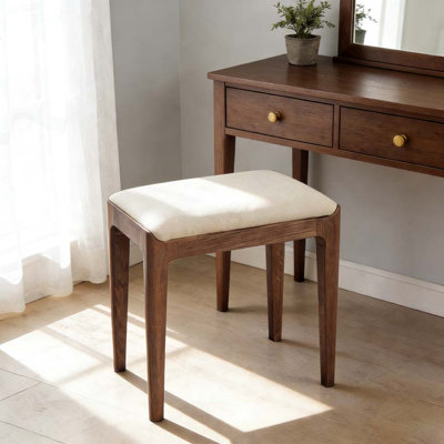Tabouret de coiffeuse en bois massif de chêne rouge