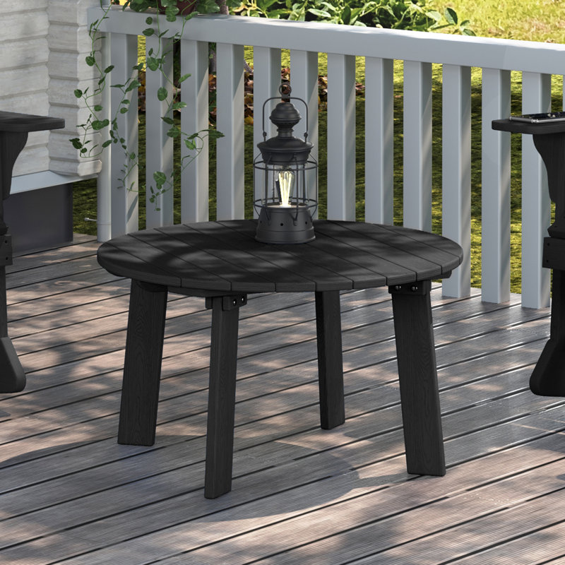 Round High-Density Polyethylene (HDPE) Outdoor Coffee Table, Black