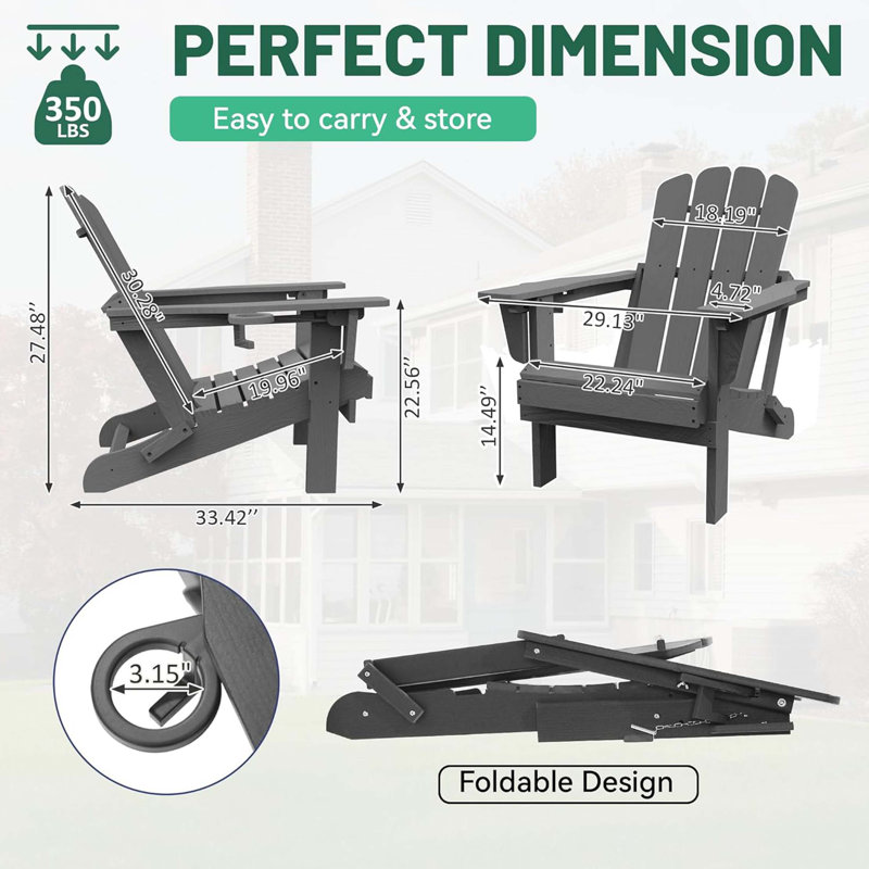 Adirondack Chair, Plastic Adirondack Chairs, Hdpe Adirondack Chair, Folding Adirondack Chairs,Outdoor Chairs With Cup Holder For Lawn Patio Deck Fire Pit