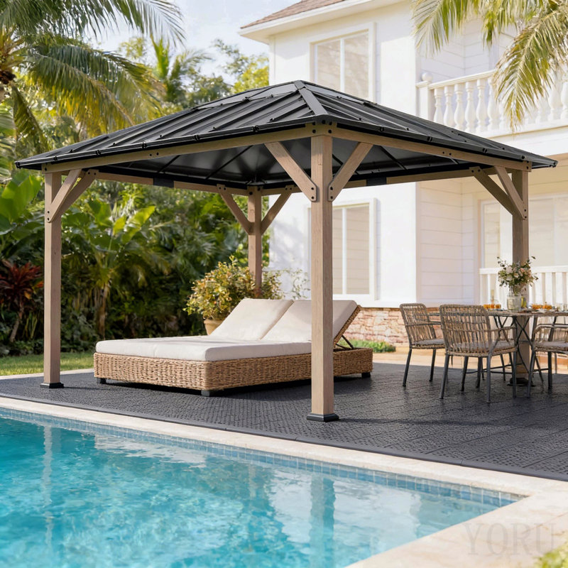 Auvent extérieur durable, pavillon en aluminium et cadre en acier pour recevoir