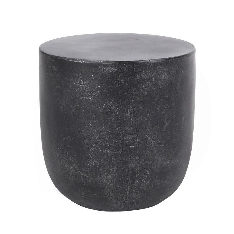 Table d'appoint d'extérieur en béton léger, Noir mat