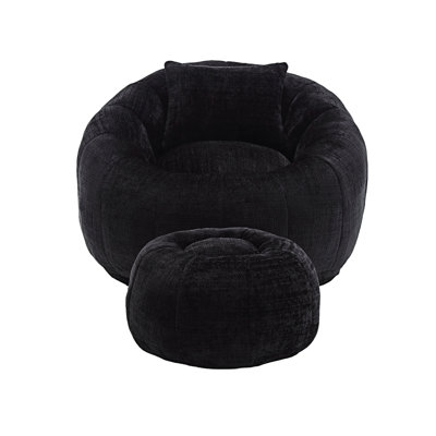 Fauteuil à billes rond avec repose-pieds