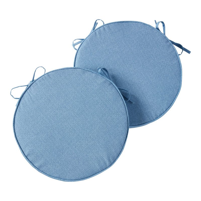 Outdoor Round Dining Chair Seat Pad, Denim