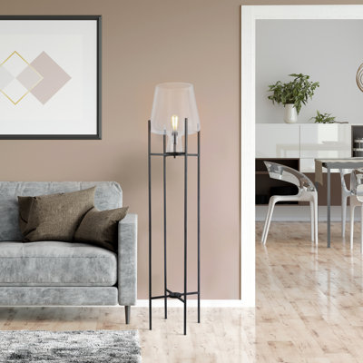 61"H Nadia Glass Bowl Modern Floor Lamp