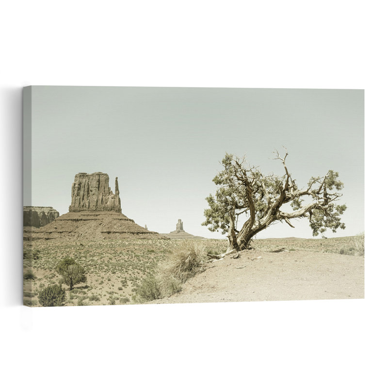 «Monument Valley Desert Tree», impression rétro sur un paysage montagnard rétro, 16" H x 24" W