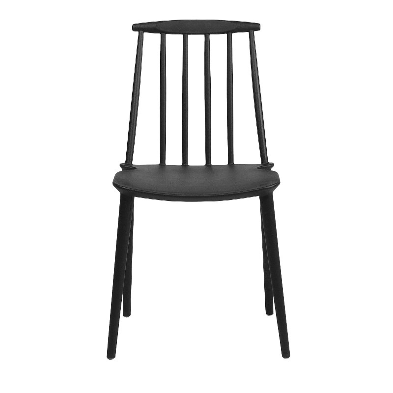 Vivian 45cm H Slat Back Stacking Side Chair, Black