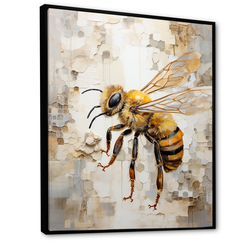 Minimalisme «Buzzing Bee III» sur toile, H 40 po x l 30 po x P 1,5 po, Cadre flottant noir