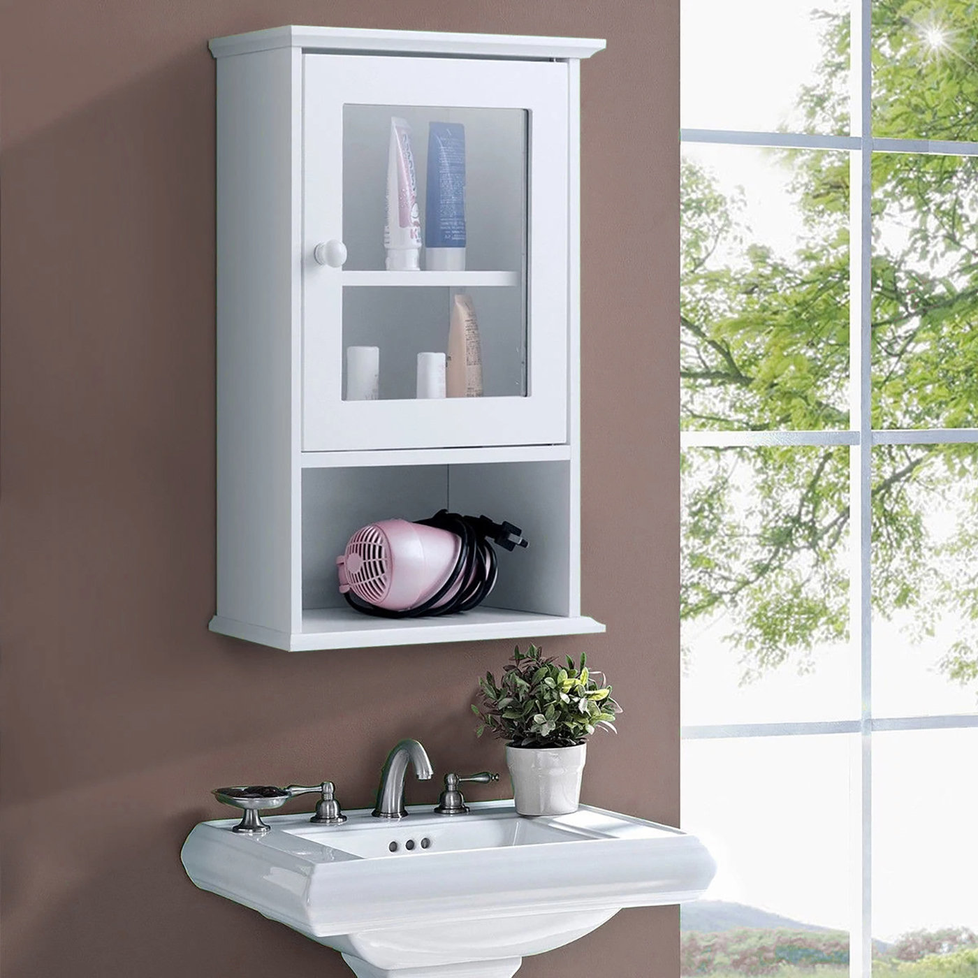 Ebern Designs Caitlan Solid Wood Freestanding Bathroom Shelves & Reviews