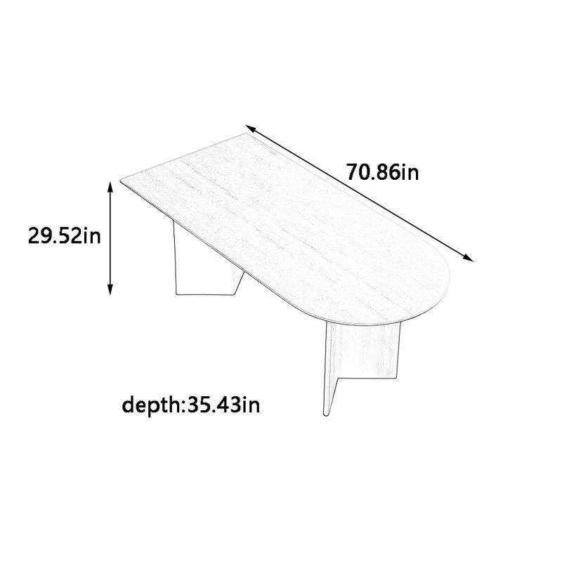 Table de salle à manger moderne, Brun, H 29,52 po x L 70,86 po x l 35,43 po