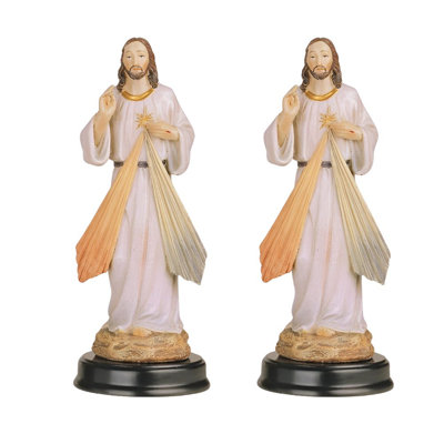 "2-PC Set" ICE ARMOR 5"H Jesus Divine Mercy Statue Holy Figurine  Figurine Statue Ornament Home/Room Decor and Perfect Gift Ideas for House Warming, Holidays and Birthdays Great Collectible Addition