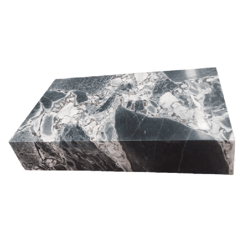 Table basse en marbre véritable - marbre bleu galaxie, H 11,81 po x L 54 po x l 30 po