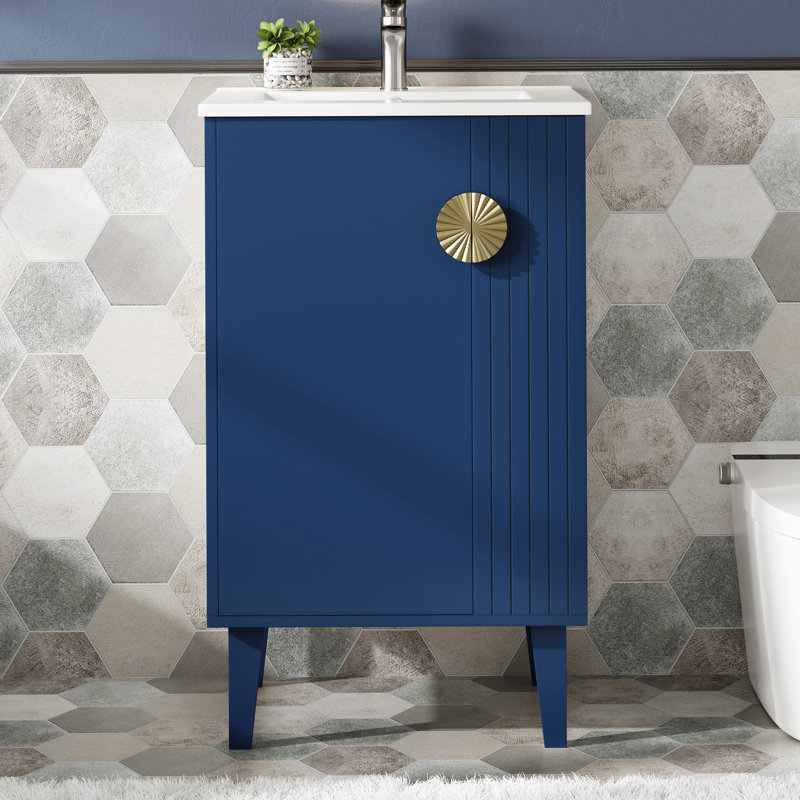 Scripps 20'' Single Bathroom Vanity With Ceramic Top, Blue
