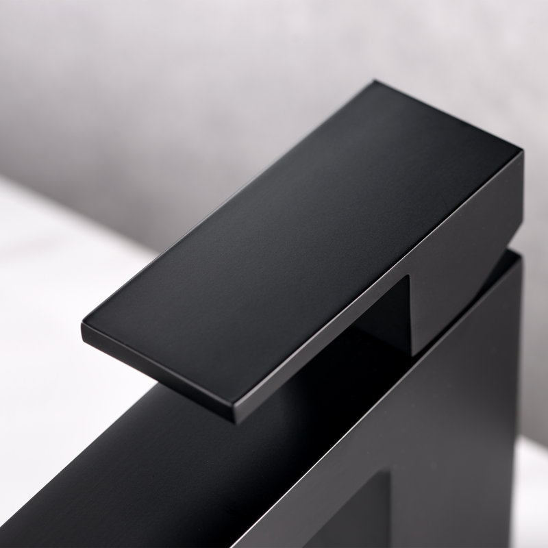 Single Hole Bathroom Faucet with Drain Assembly, Matte Black