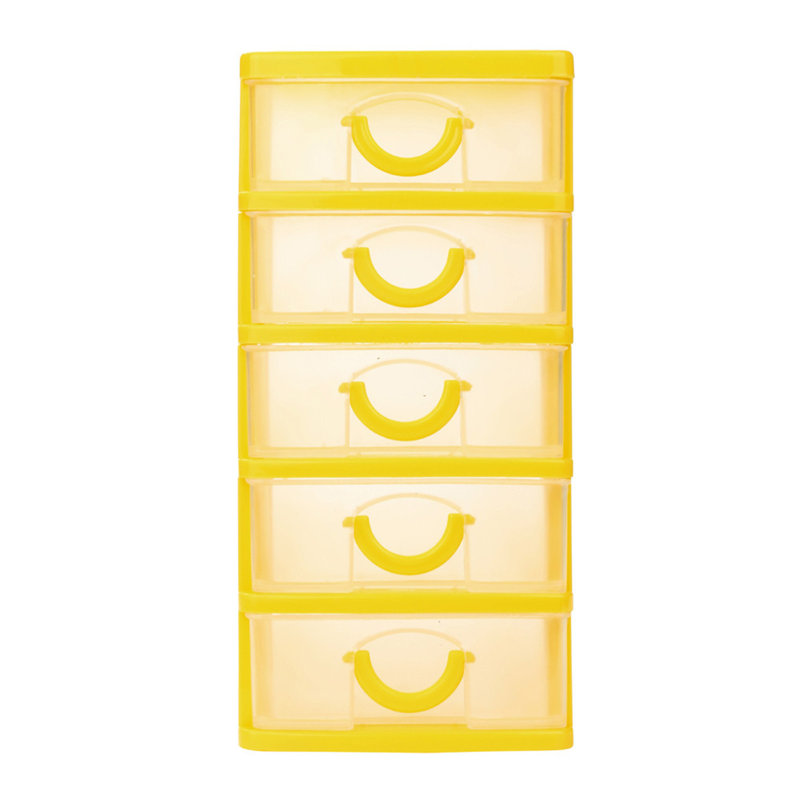 Plastic Desktop Drawer Sundries Case Small Objects, 7.48" H x 5.12" W x 3.74" D, Yellow