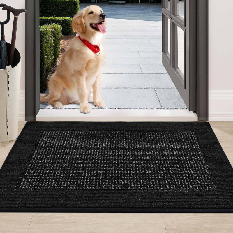 Non-Slip No Pattern No Holiday Doormat, Black, 61cm W x 91.4cm L