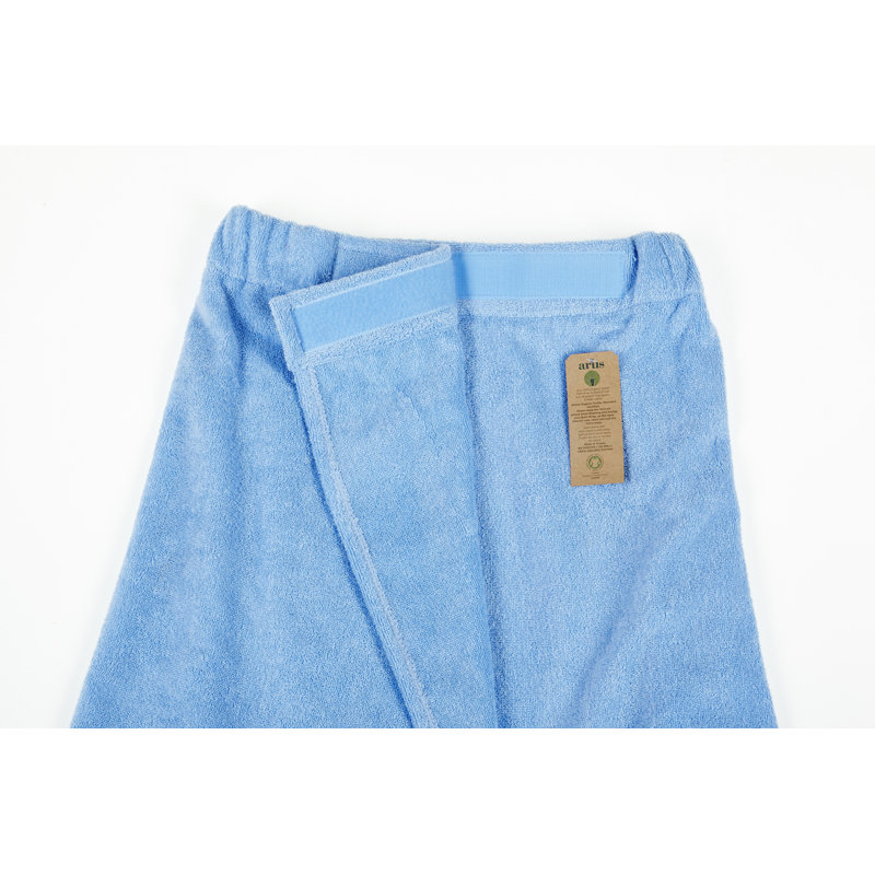 Peignoir au-dessus du genou 100% coton Emrick, L 58 po x l 28 po, Bleu ciel