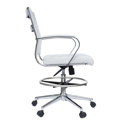 Cinaed Mid Century Modern Contemporary Tall Ergonomic Adjustable Faux Leather Drafting Chair With Arms Counter Height With Wheels Pads Arm