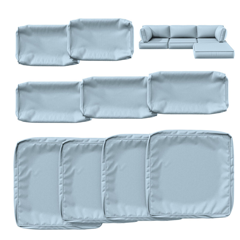 9 Pcs Outdoor Cushion Slipcovers All-Weather Patio Cushion Covers For Outdoor Furniture, Covers Only, Blue Sky