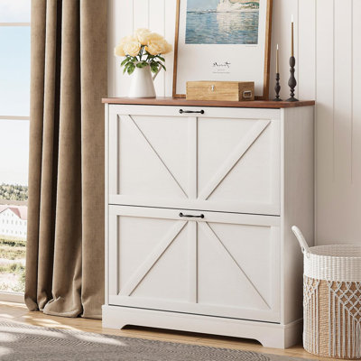 Armoire à chaussures avec 2 tiroirs rabattables pour le vestibule, armoire à chaussures de ferme étroite avec tablettes réglables