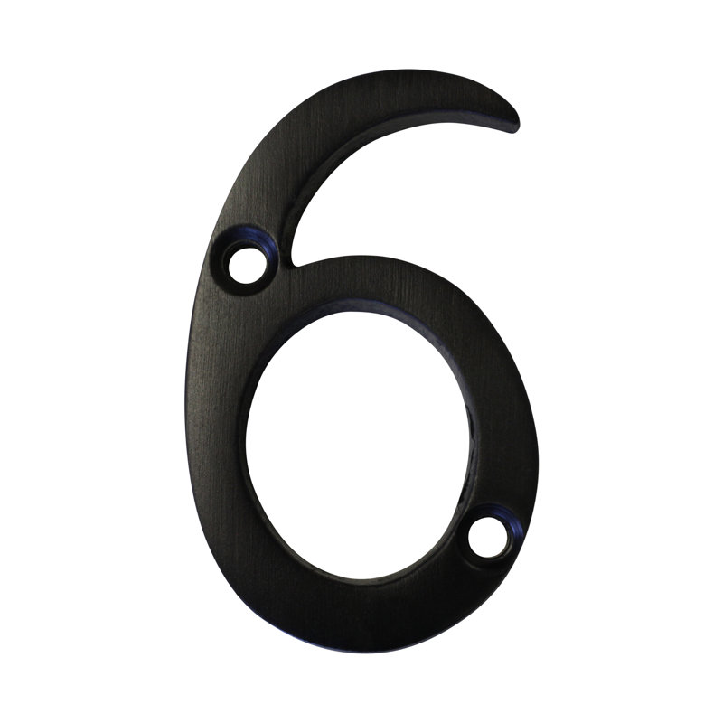 Numéro de maison à fixation en surface en laiton 2 po, 6, Noir bronzé à l'huile