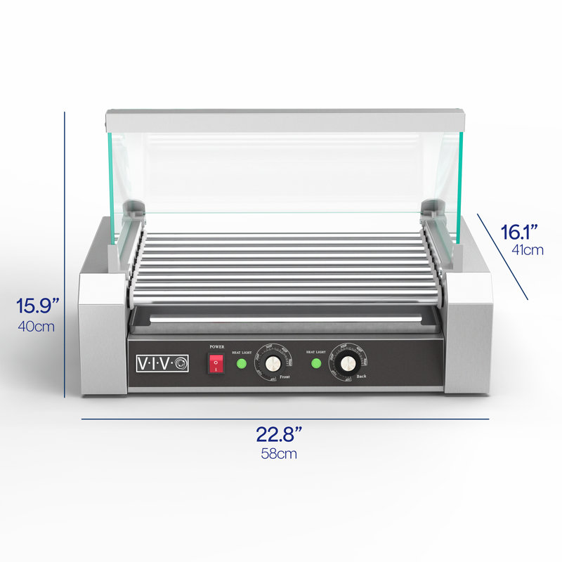 Vivo Electric Hot Dog With Cover, 15.9" H x 22.8" L x 16.1" D
