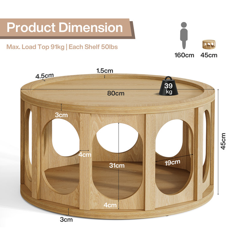 2-in-1 Cat-Friendly Round Coffee Table
