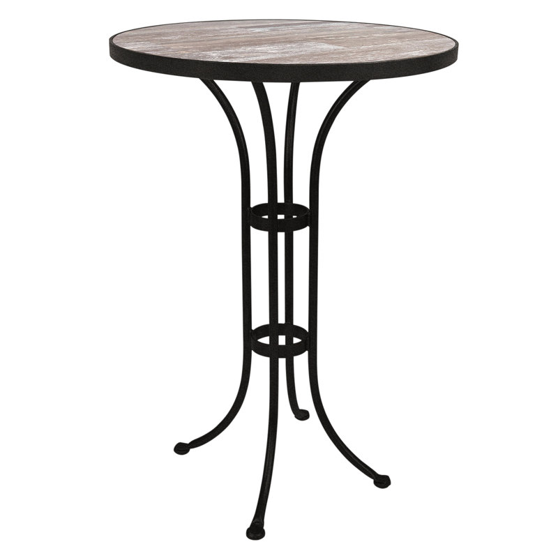 Outdoor Round Counter Table, Pallazo White, Graphite, 42.5" H x 42" W x 42" D 