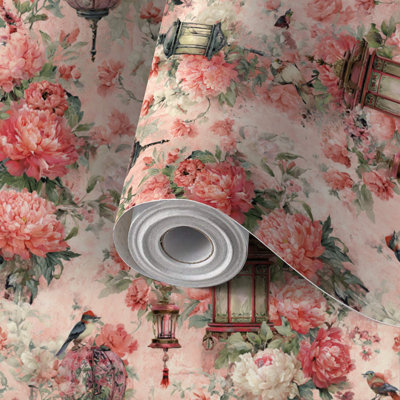 Peel and Stick Wallpaper Contact Paper Vintage Style Floral Soft Diffused Light Self Adhesive and Removable 24in x 118in(60x300cm)