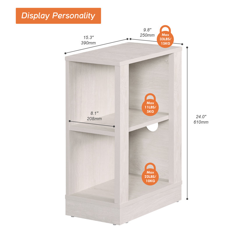 Ebern Designs Small Bookcase,Set Of 2, (3 Shelves) 24"H x 9.8"W x 15.3"D