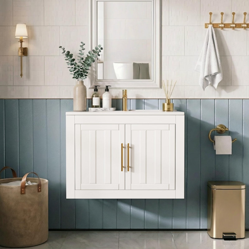Meuble-lavabo flottant 24 po avec lavabo et lavabo en céramique 24 po