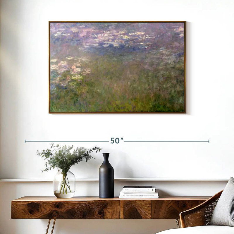 Nymphéas VI, Cadre flottant doré, 37 po x 25 po