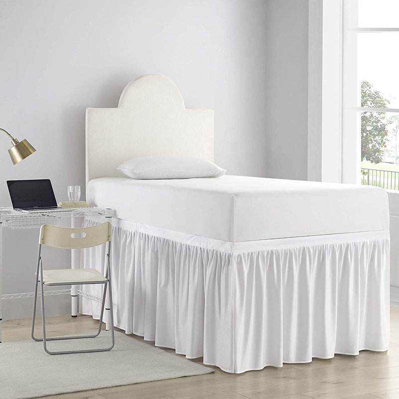 Pleated Wrap Around Bed Skirt, White
