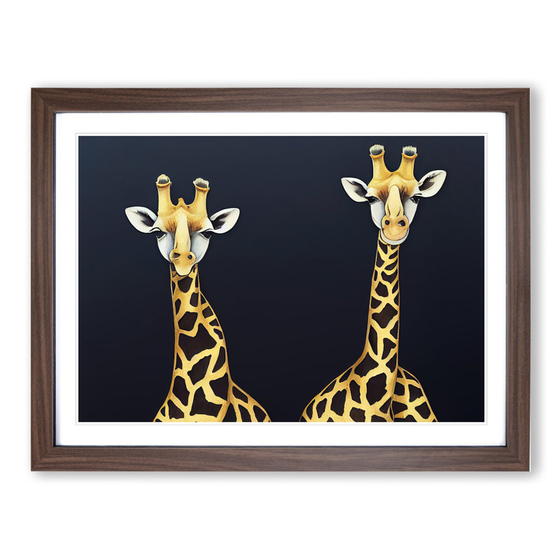 XH1022-9284X Two Giraffes Vol.1 - Single Picture Frame Print, 25cm H x 34cm W x 2cm D, Walnut Framed