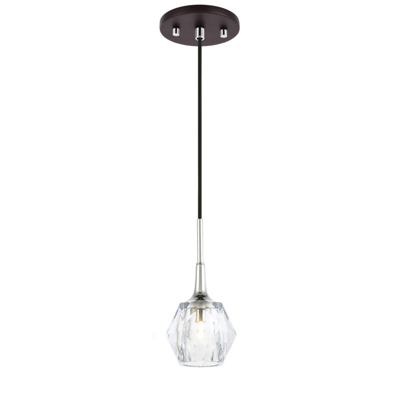 Luminaire suspendu géométrique à 1 lumière Romona, Nickel inoxydable, DEL