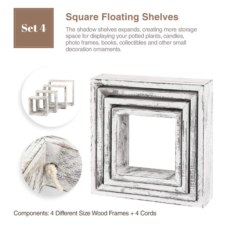 Mekela Solid Wood Floating Shelf, White