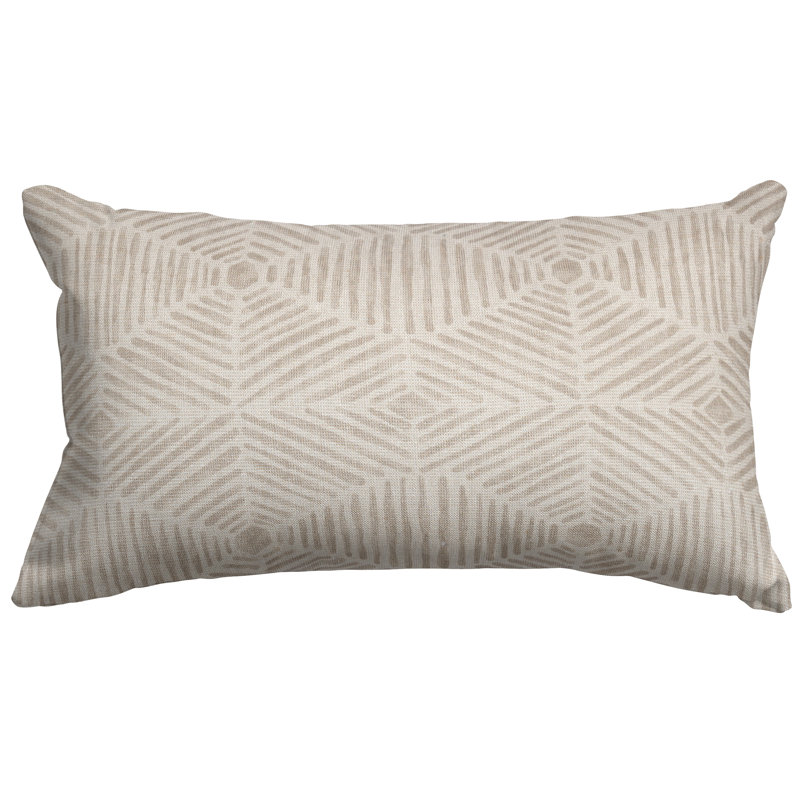 Charlie Geometric Cotton Reversible Throw Pillow, Beige, 12" x 20", Rectangular