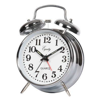 Analog Metal Quartz Movement / Crystal Tabletop Clock with Alarm in Chrome