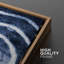 Lignes géométriques abstraites à motif d'aquarelle bleu foncé avec motifs géométriques abstraits, style Mid-Century-100707670-100707671